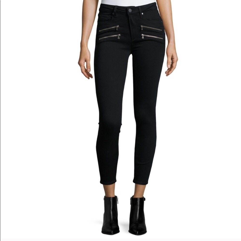 Paige edgemont jeans black zipper raw hem